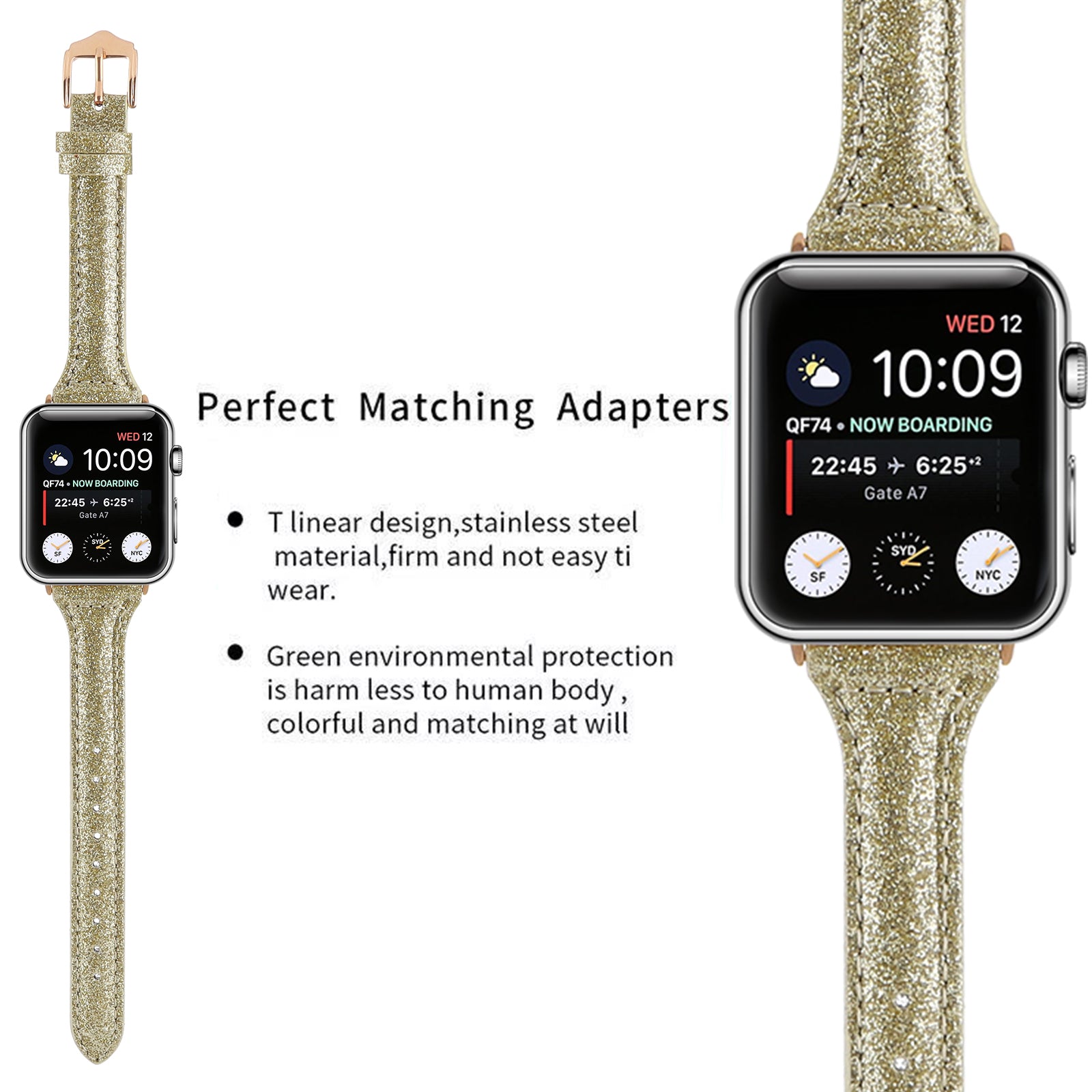 Glitter Powder Decor PU Leather Watch Strap for Apple Watch Series 9 8 7 41mm SE (2023) SE(2022) SE 6 5 4 40mm 3 2 1 38mm Glitter Powder Decor PU Leather Watch Strap for Apple Watch Series 9 8 7 41mm SE (2023) SE(2022) SE 6 5 4 40mm 3 2 1 38mm